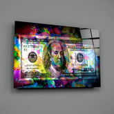100 Dollars Glass Wall Art.